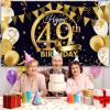 49th Birthday Party Decoration, Extra Large Fabric Black Gold Sign Poster for Anniversary Photo Booth Backdrop Background Banner, Birthday Party Supplies, 72.8 x 43.3 Inch view 3