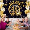 49th Birthday Party Decoration, Extra Large Fabric Black Gold Sign Poster for Anniversary Photo Booth Backdrop Background Banner, Birthday Party Supplies, 72.8 x 43.3 Inch view 4