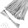 100 Pcs 20 Inch Metal Zip Ties Heavy Duty, Stainless Steel Cable Ties Metal Tie Wraps, 304 Stainless Steel Zip Ties with 200 Lbs Tensile Strength view 1