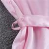 Andongnywell Women's Solid Color Satin Robe Dressing Gown Kimono Sleepwear Nightshirt with Pockets Drawstring (Red Wine,Medium) view 4
