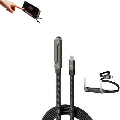240 W Stand Data Cable Charger, 240w Super Fast Charging Invisible Holder Charger Cable with Stand, Type C Nylon Braided Folding Cell Phone Cords 5ft to Smartphones Tablets Laptops (1)