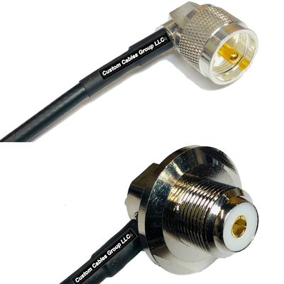 25 feet RFC240 KSR240 UHF Male Angle to UHF Female Angle Bulkhead RF Pigtail Coaxial Cable