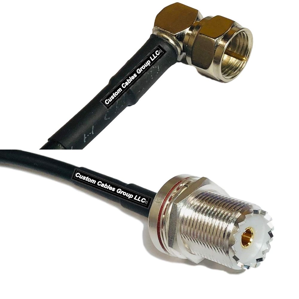 50 feet RFC240 KSR240 F Male Angle to UHF Female Bulkhead RF Pigtail Coaxial Cable