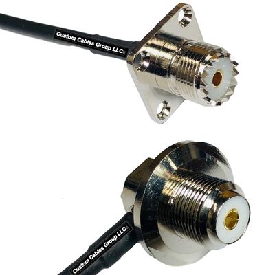 50 feet RFC240 KSR240 UHF Female Flange to UHF Female Angle Bulkhead RF Pigtail Coaxial Cable