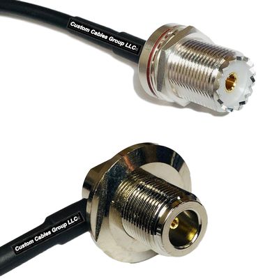10 feet RFC240 KSR240 UHF Female Bulkhead to N Female Bulkhead Angle RF Pigtail Coaxial Cable