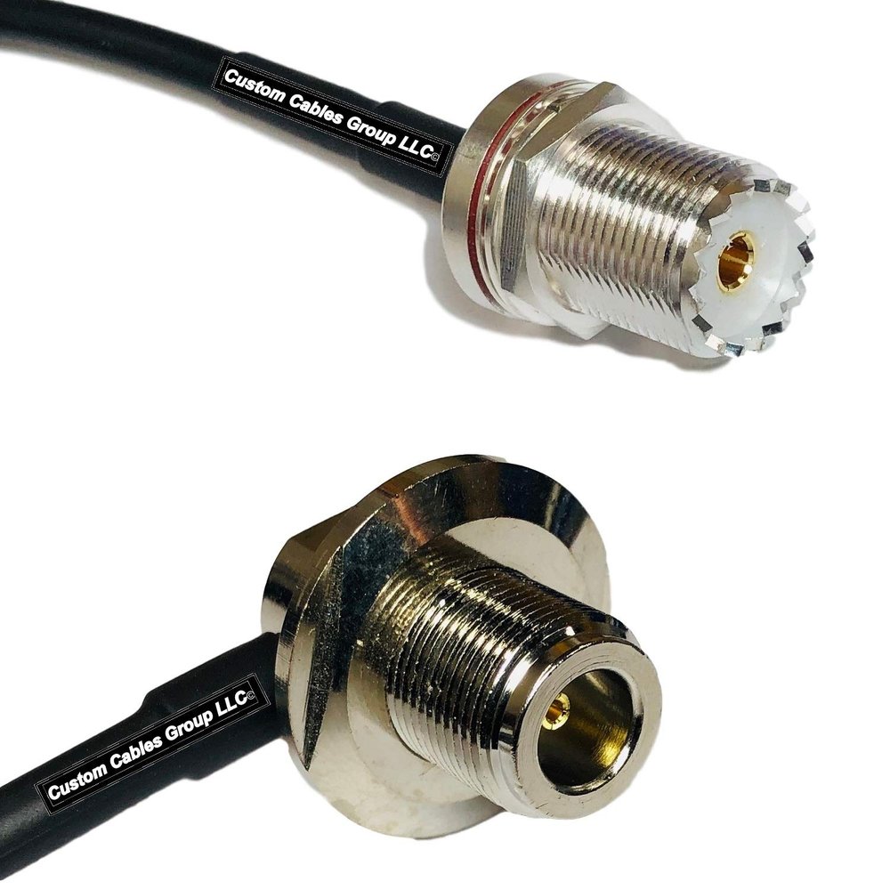 10 feet RFC240 KSR240 UHF Female Bulkhead to N Female Bulkhead Angle RF Pigtail Coaxial Cable