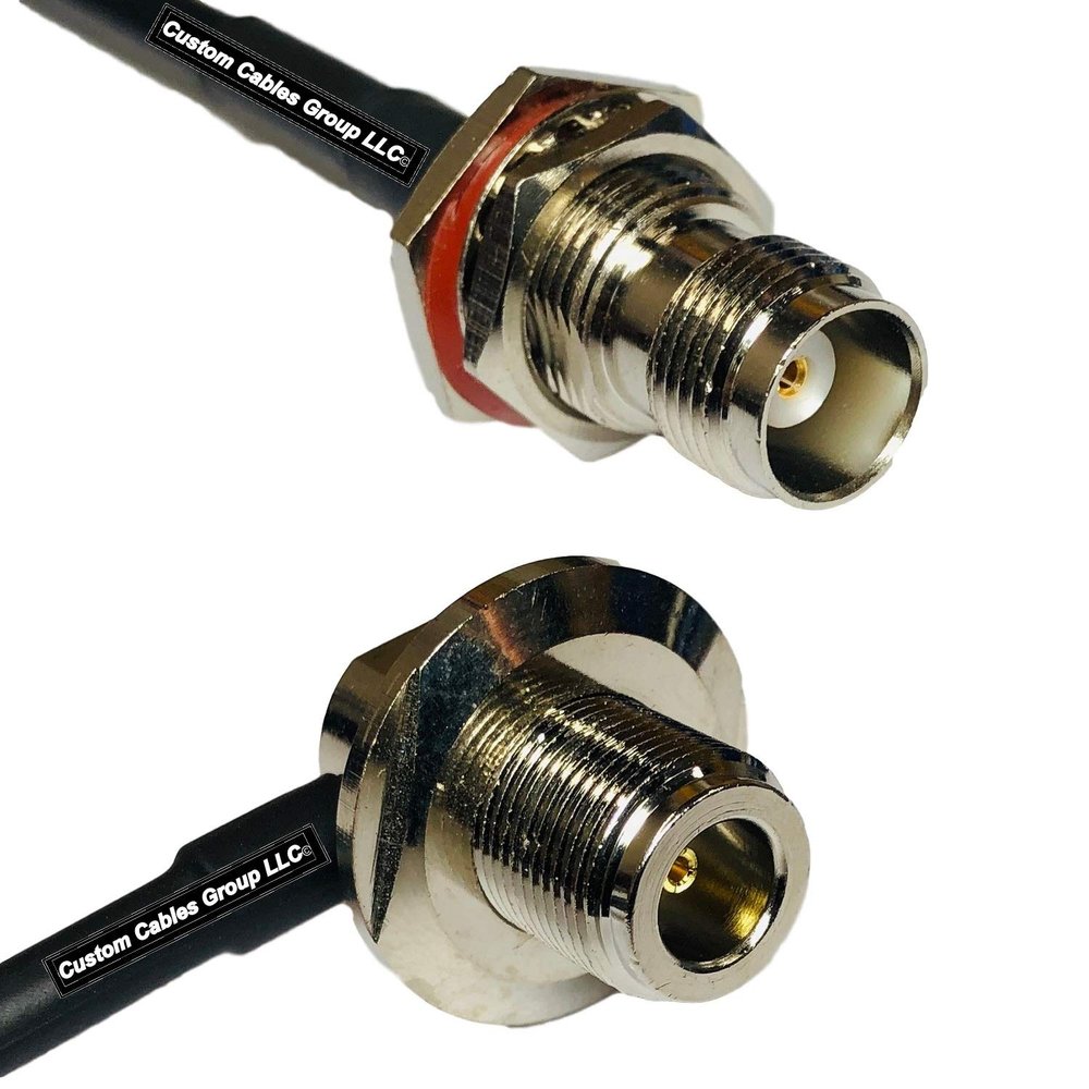 25 feet RFC240 KSR240 TNC Female Bulkhead to N Female Bulkhead Angle RF Pigtail Coaxial Cable