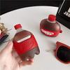 Ultra Thick Soft Silicone Case for Apple AirPods 1 2 1st 2nd Generation with Keychain Hook Pepper Soda Bottle Red Color 3D Cartoon Cute Lovely Fun Funny Unique Creative Cool Kids Girls Women Teens view 2