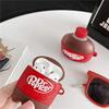 Ultra Thick Soft Silicone Case for Apple AirPods 1 2 1st 2nd Generation with Keychain Hook Pepper Soda Bottle Red Color 3D Cartoon Cute Lovely Fun Funny Unique Creative Cool Kids Girls Women Teens view 3