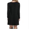 Andongnywell Women's Plus Size Long Sleeve Splicing Solid Color Slim Loose Swing Casual Dresses Length (Black,XX-Large) view 2