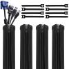Geekria 4 Pack Cable Management, Wire Management with 8 Pieces Cable Ties, 20 Inch Cord Management with Zipper for TV/Office/Home Entertainment/Computer, Desk Cable Management (Black) view 1
