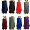 Andongnywell Women's Plus Size Solid Color Slim Summer Casual Mini Dress Long Sleeve Tshirt Dresses (Dark Blue,XX-Large) view 3