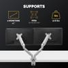 Fellowes Platinum Series Dual Monitor Arm for 40-Inch Monitors, Full Motion, 360 Rotation, VESA Mount with Grommet or Clamp, USB Ports, Ergonomic, Silver, 8056501 view 2