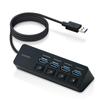 Elecom U3H-S418BBK/EC USB Hub, USB 3.0, 4 A Ports, Bus Power, Magnetic Switch, Cable Length: 3.9 ft (1.0 m), Black, Compatible with MacBook, Surface, Chromebook, and Other Laptops view 1
