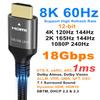 Ubluker 8K HDMI Cable 48Gbps 33 FT, Nylon Braided High Speed HDMI Cable 4k 120Hz 2k 165Hz 8k 60Hz 12bit eARC ARC Dolby Atmos HDR10+ HDCP2.3 Compatible for Gaming PC TV Soundbar Monitor Mac PS5 Xbox view 3