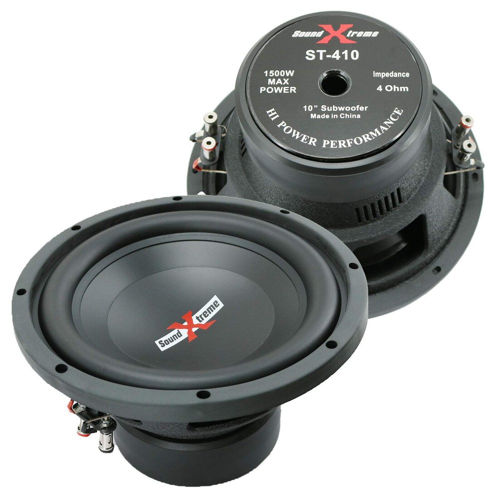 2X SoundXtreme Premium Elite ST-410 10 Inch Car Audio Subwoofer 3000 Watts Max Power Dual 4 Ohm Voice Coil High Power Bass Surround Sound 10" Sub Speaker System