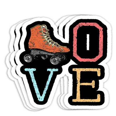 70s Skate Love - Vintage Retro Roller Skating Gift Decorations - 4x3 Vinyl Stickers, Laptop Decal, Water Bottle Sticker (Set of 3)