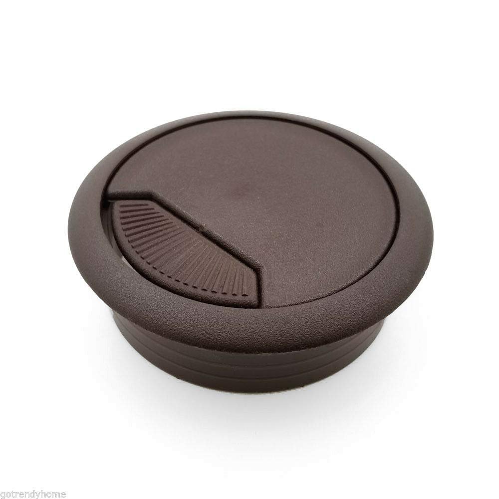 10pcs PC Computer Cord Cable Wire Organizer Hole Cover Desk Grommet 3-1/8" Brown