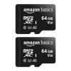 Amazon Basics microSDXC Memory Card with Full Size Adapter, A2, U3, Read Speed up to 100 MB/s, 64GB, Black (2pack) view 1