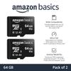 Amazon Basics microSDXC Memory Card with Full Size Adapter, A2, U3, Read Speed up to 100 MB/s, 64GB, Black (2pack) view 2