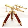 Antique Brass Foldable Handmade Telescope with Wooden Adjustable Tripod (Double Barrel Polished Brass) view 2