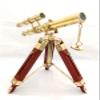 Antique Brass Foldable Handmade Telescope with Wooden Adjustable Tripod (Double Barrel Polished Brass) view 3