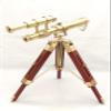 Antique Brass Foldable Handmade Telescope with Wooden Adjustable Tripod (Double Barrel Polished Brass) view 4