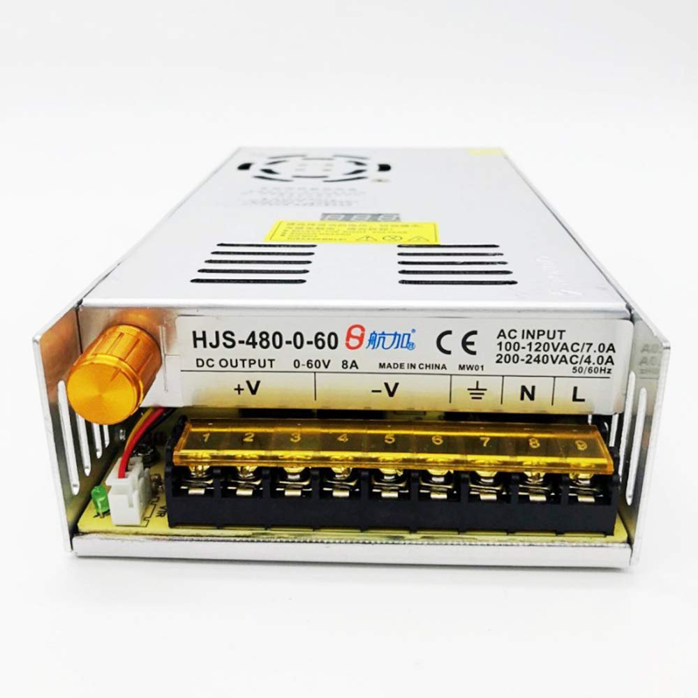 0-60V DC Adjustable Switching Power Supply 110V/220V AC to DC 60V 8A Power Supply Transformer Digital Display 480W Voltage Regulator