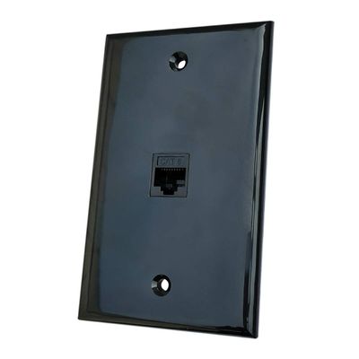 BOPLAT 1 Port CAT6 Ethernet Wall Plate Black - Single Gang CAT 6 RJ45 Network Cable Cover Plate Female to Female for CAT7/CAT6/CAT5e Ethernet Cables