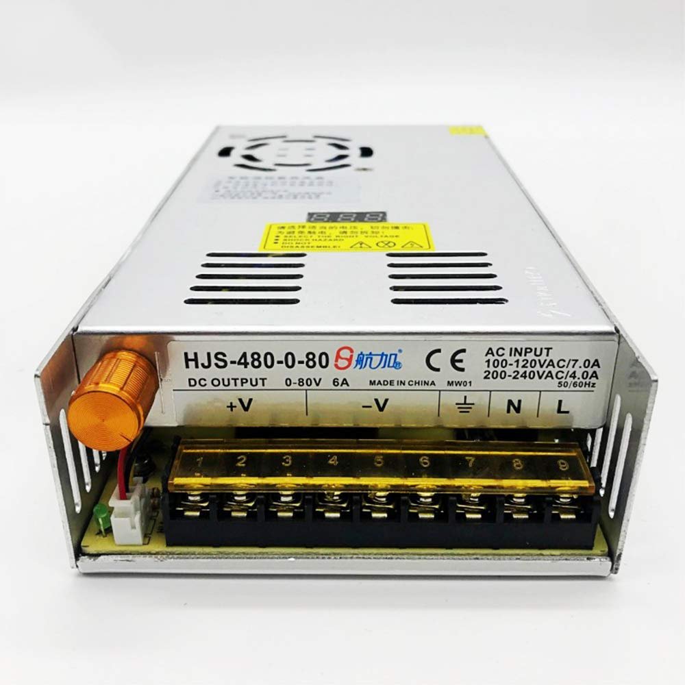 0-80V DC Adjustable Switching Power Supply 110V/220V AC to DC 80V 6A Power Supply Transformer Digital Display 480W Voltage Regulator Power Converter