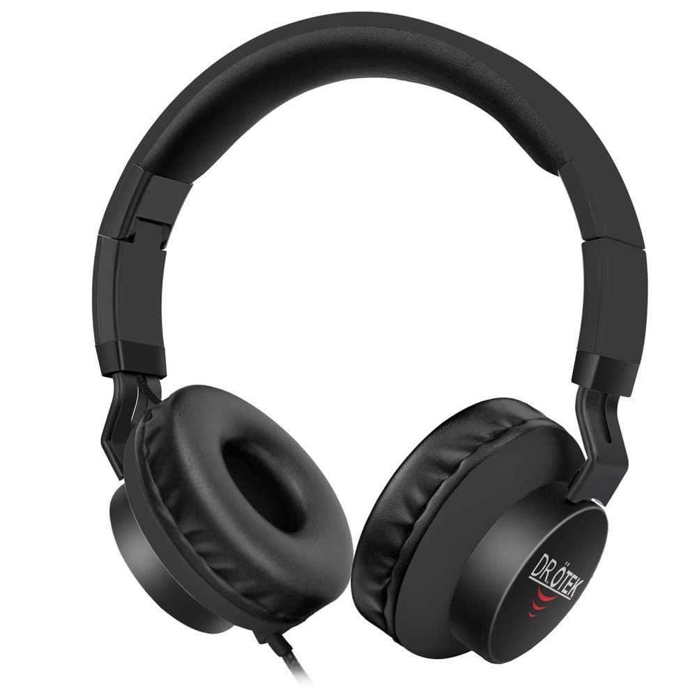 DR.TEK Wired On-Ear Headphones for Adults & Kids, Lightweight, Foldable, Portable, High Sound Quality Earphones with 1.5M No-Tangle Nylon Braiding Cord, Fits All 3.5mm Jack