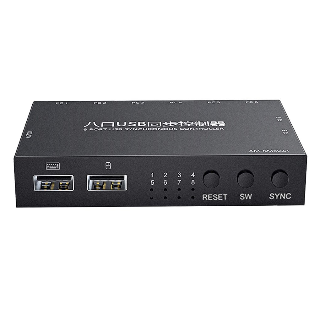 SATMW 8 Ports USB Synchronizer DNF Keyboard Mouse USB Shared Display Synchronization Controller KVM Switcher Black