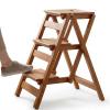 Step Stool for Adults/Step Ladder/Counter Chair, 3-Step Folding Portable Wooden Step Stool, Anti-Slip & Lightweight (Nut - Brown) view 1