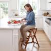 Step Stool for Adults/Step Ladder/Counter Chair, 3-Step Folding Portable Wooden Step Stool, Anti-Slip & Lightweight (Nut - Brown) view 2