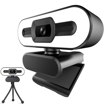 1080P Webcam with Ring Light and Microphone,Adjustable Brightness,Plug and Play,PC Webcam for Streaming,Computer Web Camera Video Cam for Mac Windows Laptop Conferencing Gaming