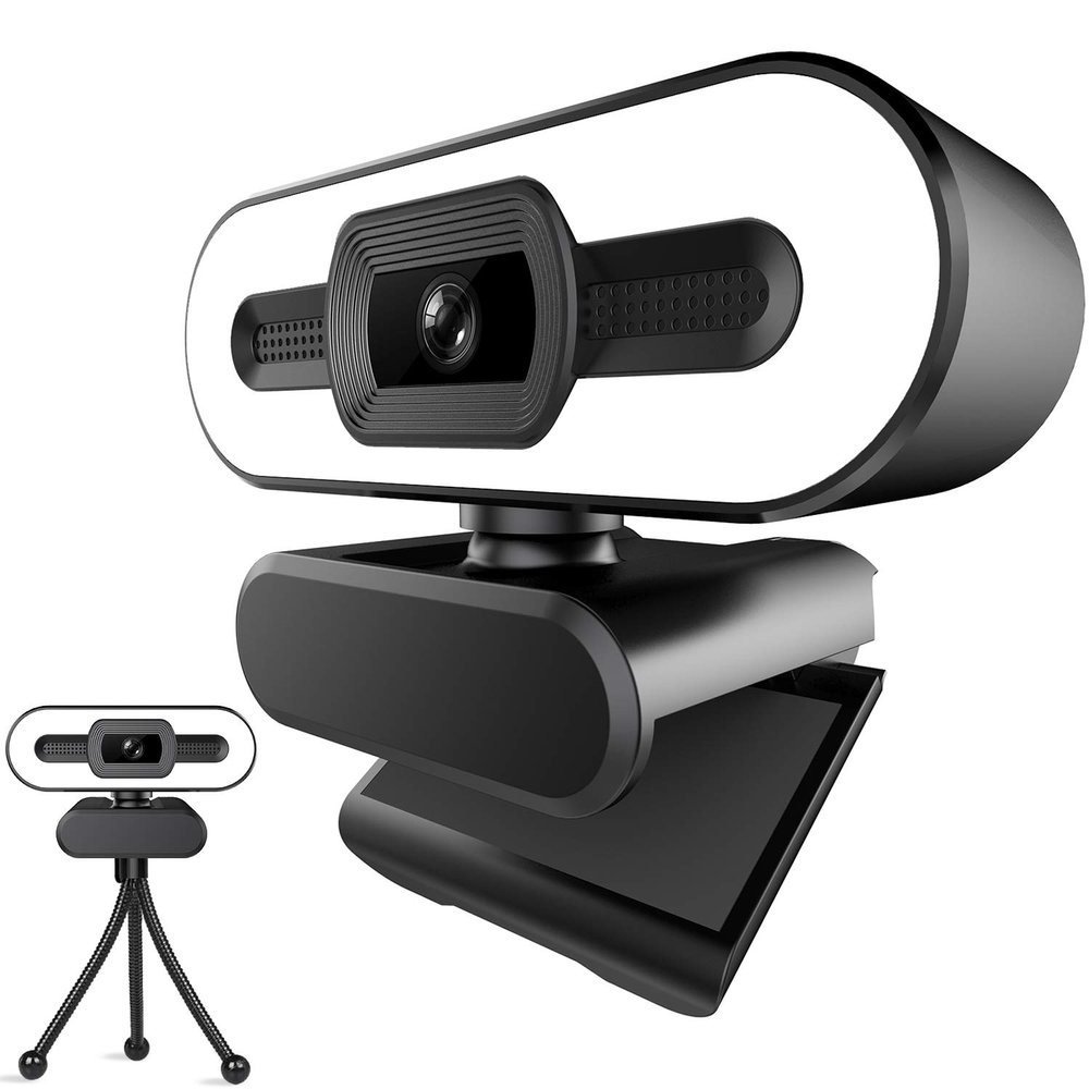 1080P Webcam with Ring Light and Microphone,Adjustable Brightness,Plug and Play,PC Webcam for Streaming,Computer Web Camera Video Cam for Mac Windows Laptop Conferencing Gaming