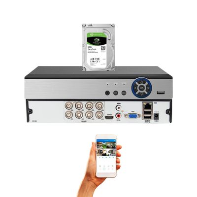 Evertech H.265 8 Channel Hybrid DVR Security Recorder with 2TB Hard Drive, Compatible with 720P, 1080P AHD/TVI/CVI/Analog Cameras
