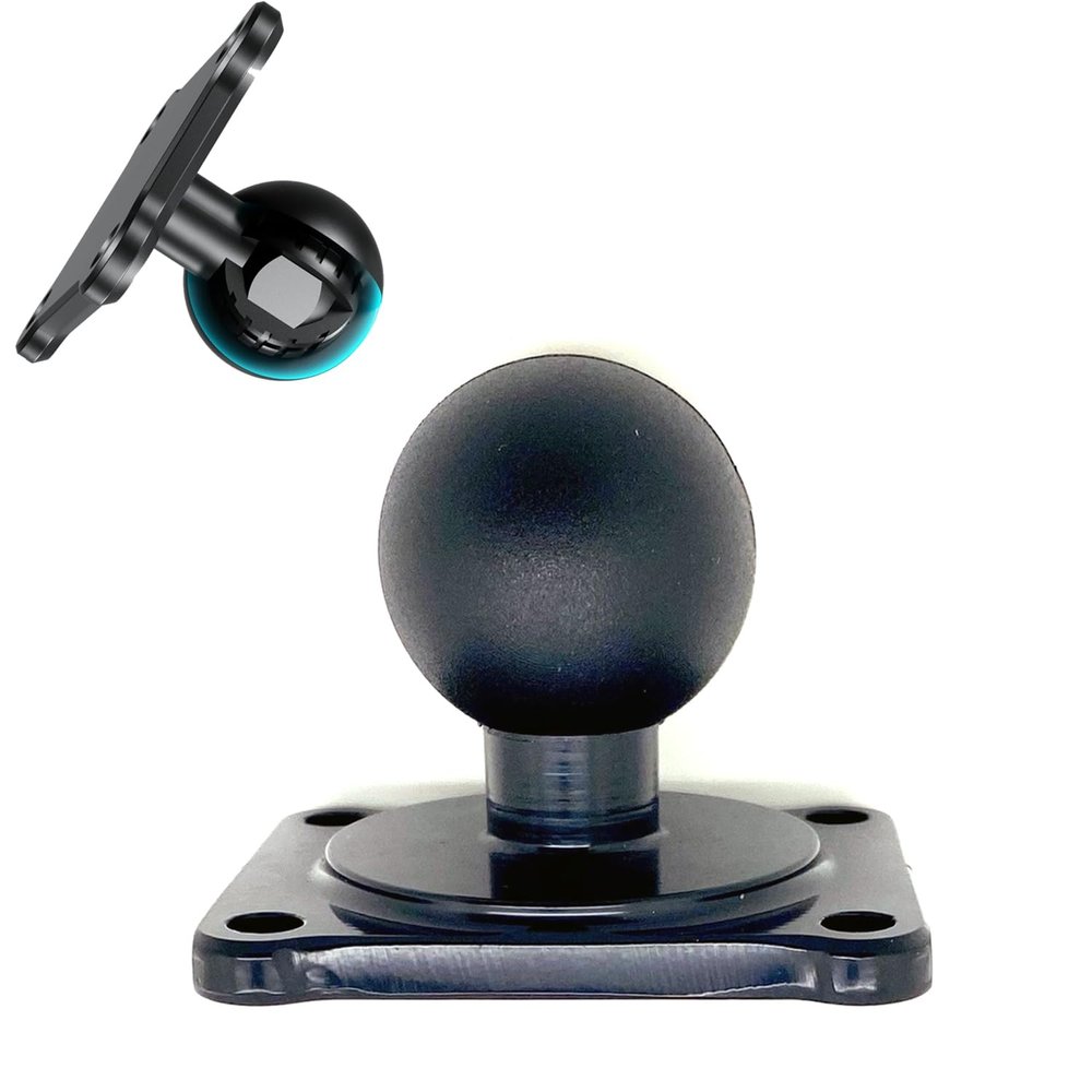 ChargerCity Aluminum Drill Base 25mm 1" Ball w/AMPS Hole Pattern Compatible for Garmin, Lowrance, Humminbird, for RAM Size B Mounts, Ham CB Radio