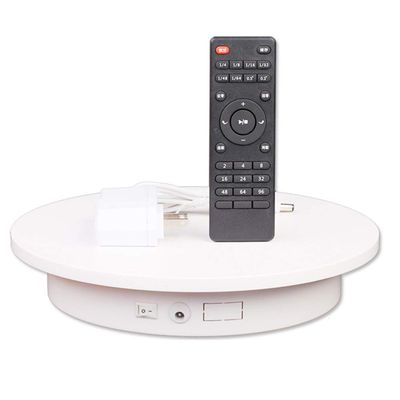 LINGOSHUN 10.2 in Electric Motorized Rotating Turntable,Used for Photography and Product Display,Remote Control of Speed,Direction and Rotation Angle/White/Load 15kg