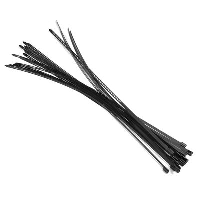MroMax 20pcs Plastic-sprayed Stainless Steel Cable Ties Wrap Coated Self for Bundling Wires Black (Stainless Steel, 17.72inch)