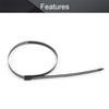 MroMax 20pcs Plastic-sprayed Stainless Steel Cable Ties Wrap Coated Self for Bundling Wires Black (Stainless Steel, 17.72inch) view 3