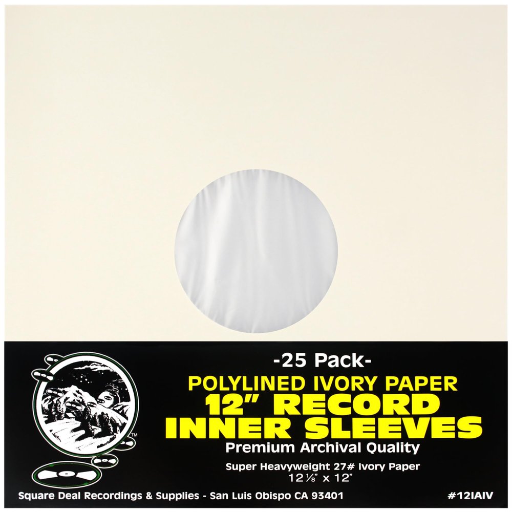 12 Premium Ivory Polylined Record Inner Sleeves - Archival Quality, Heavyweight Paper & Plastic - 12IAIV (25)