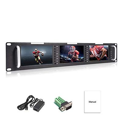 FEELWORLD Triple 5" 2RU 800480 Broadcast LCD Rack Mount Monitor with 3G-SDI, HDMI, AV Input and Output T51