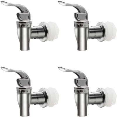 Silver Beverage Dispenser Replacement Spigot, Push Style Spigot for Beverage Dispenser Carafe, Water Dispenser Replacement Faucet By VitaLifePower(4 PACK)