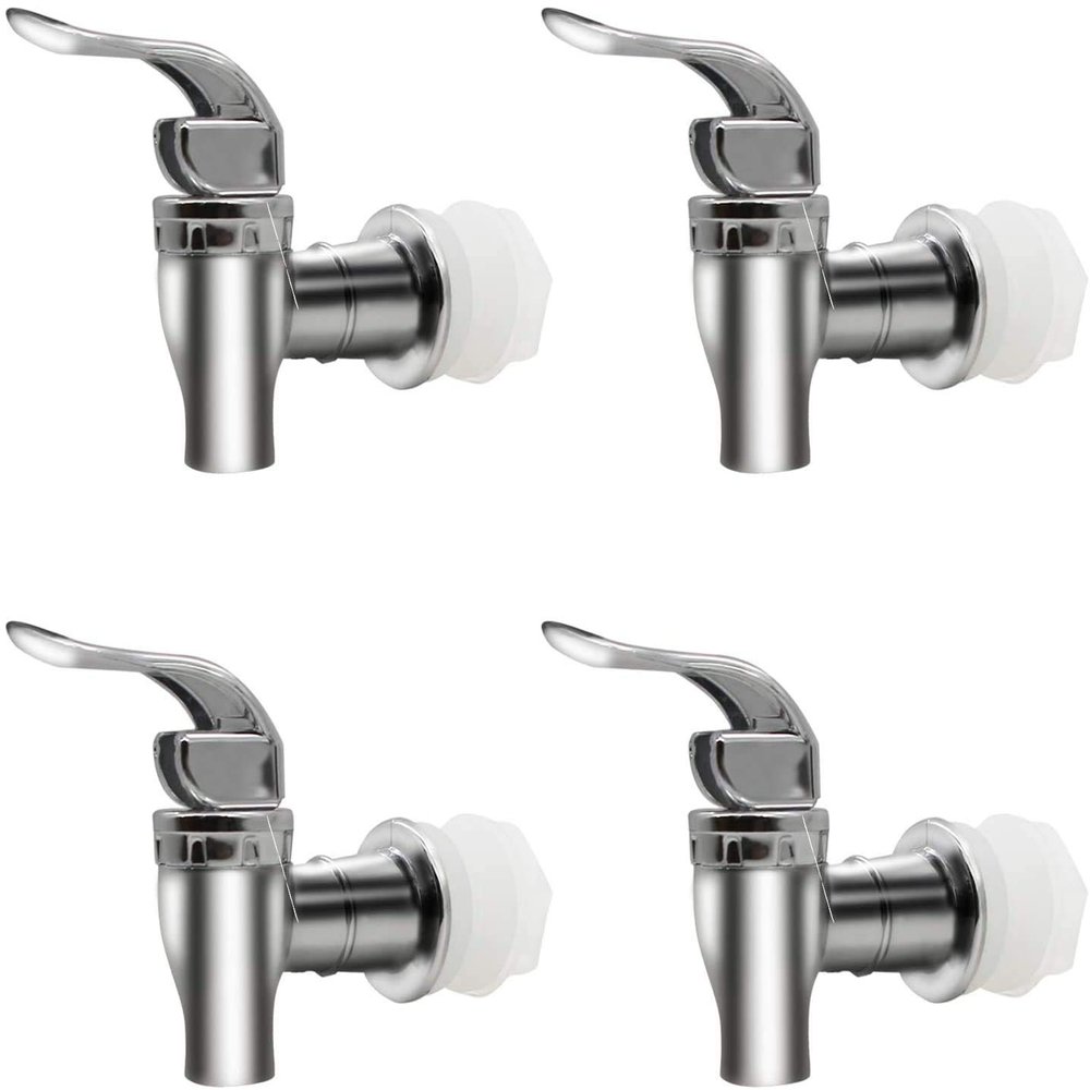 Silver Beverage Dispenser Replacement Spigot, Push Style Spigot for Beverage Dispenser Carafe, Water Dispenser Replacement Faucet By VitaLifePower(4 PACK)
