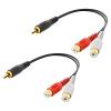 VCELINK RCA Splitter 1 Male to 2 Female Stereo Audio Cable, Gold Plated Dual RCA Female Adapter for Subwoofer, Car Radio, Amplifier, TV, Digital Audio, 2 Pack/0.66FT view 1