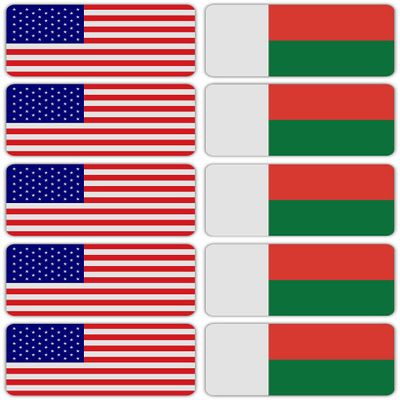 (x10) 3M Reflective Madagascar and US Flag Stickers | Versatile Safety Decals | Hard hats, laptops, bikes, toolboxes