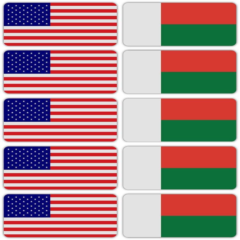 (x10) 3M Reflective Madagascar and US Flag Stickers | Versatile Safety Decals | Hard hats, laptops, bikes, toolboxes
