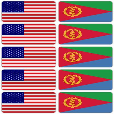 (x10) 3M Reflective Eritrea and US Flag Stickers | Versatile Safety Decals | Hard hats, laptops, bikes, toolboxes