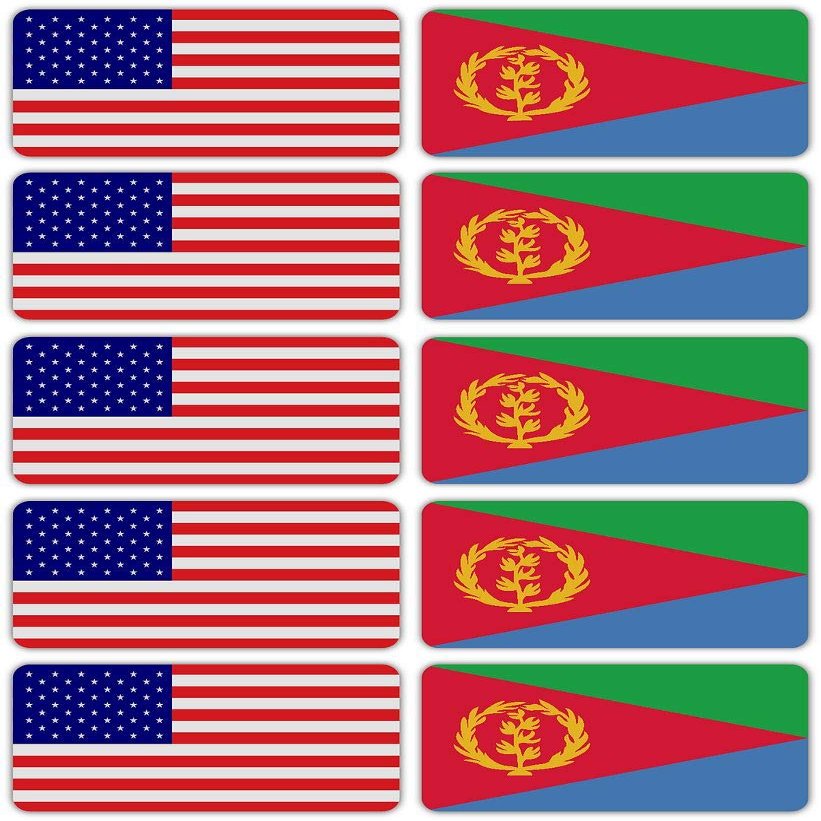 (x10) 3M Reflective Eritrea and US Flag Stickers | Versatile Safety Decals | Hard hats, laptops, bikes, toolboxes